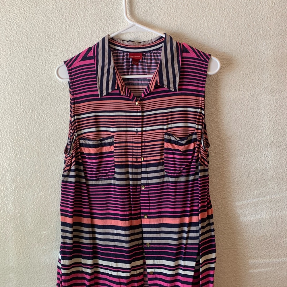 Merona  silky striped sleeveless blouse.good condition. Used.